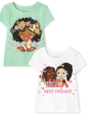 Pack de 2 camisetas estampadas Best Friends para bebés y niñas pequeñas