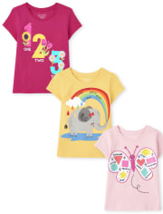 Toddler Girls Education Graphic Tee 3-Pack