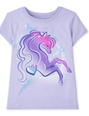 Camiseta con gráfico de unicornio para niñas