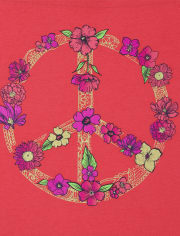 Girls Floral Peace Sign Graphic Tee