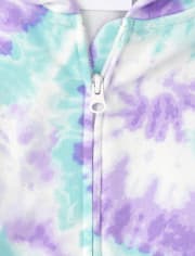 Girls Tie Dye Fleece Zip Up Hoodie