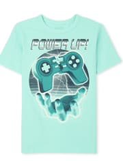 The Children's Place Boys Power Up Graphic Tee (Mellow Aqua)