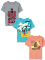 Toddler Boys Vehicle Graphic Tee 3-Pack