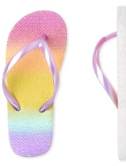 Girls Rainbow Ombre Flip Flops