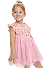 Baby And Toddler Girls Floral Knit To Woven Dress