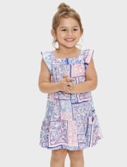 Baby And Toddler Girls Paisley Patchwork Ruffle Dress
