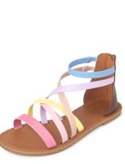 Girls Rainbow Gladiator Sandals