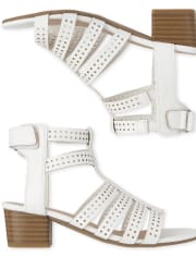 Girls Perforated Gladiator Heel Sandals