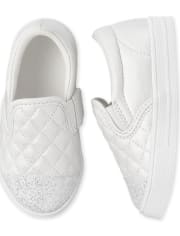 Toddler Girls Glitter Quilted Slip On Sneakers