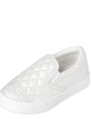 Toddler Girls Glitter Quilted Slip On Sneakers