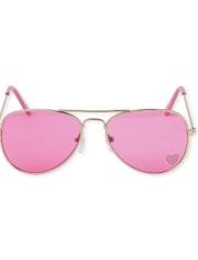 Girls Glitter Heart Aviator Sunglasses