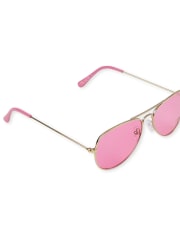 Girls Glitter Heart Aviator Sunglasses