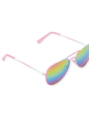 Gafas de sol estilo aviador con degradado arcoíris para niñas