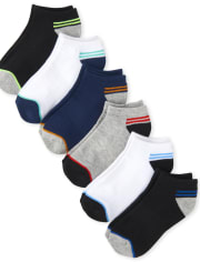 Boys Striped Cushioned Ankle Socks 6-Pack