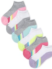 Paquete de 6 calcetines tobilleros acolchados con bloques de colores para niñas