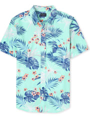 Camisa con botones de popelina tropical de papá y yo para hombre