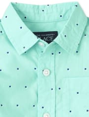 Baby And Toddler Boys Print Poplin Button Up Shirt