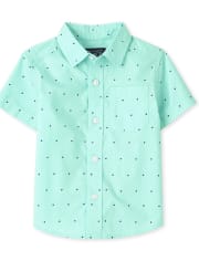 Baby And Toddler Boys Print Poplin Button Up Shirt