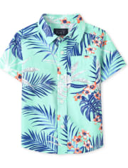 Baby And Toddler Boys Dad And Me Tropical Poplin Button Up Shirt