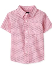 Baby And Toddler Boys Print Poplin Button Up Shirt