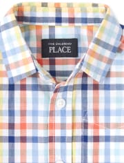 Chemise boutonnée en popeline à carreaux pour bébés et tout-petits garçons