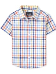 Chemise boutonnée en popeline à carreaux pour bébés et tout-petits garçons