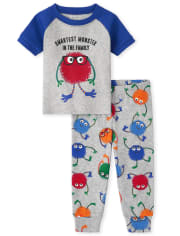 Pyjama en coton ajusté Monster pour bébés et tout-petits garçons
