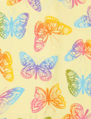Pijama de una pieza de algodón con ajuste ceñido de mariposa arcoíris para bebés y niñas pequeñas