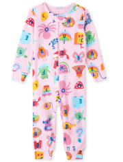 Baby And Toddler Girls Alphabet Snug Fit Cotton One Piece Pajamas