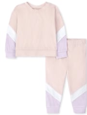 Baby And Toddler Girls Mommy And Me Colorblock Velour Pajamas