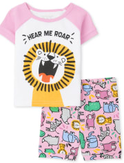 Pyjama en coton coupe ajustée Lion pour bébés et petites filles
