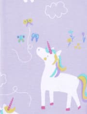 Baby And Toddler Girls Unicorn Dino Snug Fit Cotton Pajamas 2-Pack