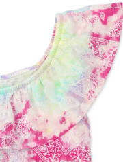 Girls Print Tie Front Tank Top