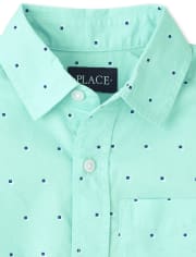 Boys Square Poplin Button Up Shirt