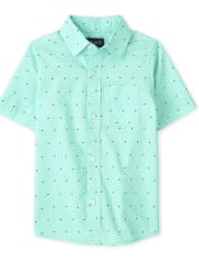 Boys Square Poplin Button Up Shirt