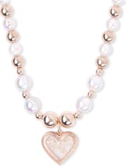 Girls Shakey Heart Beaded Necklace And Bracelet Set