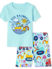 Pijama unisex de algodón con diseño de arcoíris y ajuste ceñido
