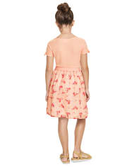 Girls Floral Ribbed Knit To Woven Dress