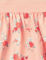 Girls Floral Ribbed Knit To Woven Dress