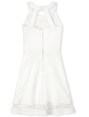 Robe en jacquard extensible à col montant pour fille