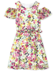 Robe fleurie à épaules dénudées pour fille