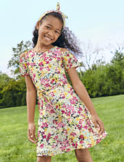 Robe fleurie à épaules dénudées pour fille