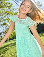 NEW NWT Childrens Place girls 10/12 beautiful blue purple lace dress