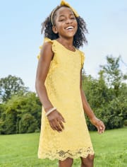 Robe droite en dentelle pour fille