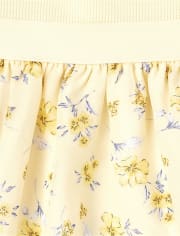 Girls Floral Ribbed Knit To Woven Dress