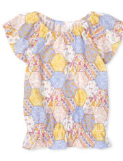 Girls Floral Ruffle Top
