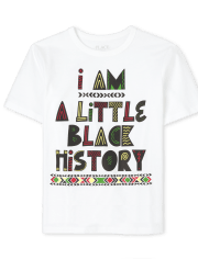 Camiseta negra con gráfico de historia unisex para niños