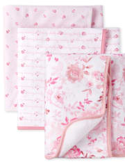 Baby Girls Rose Blanket 3-Piece Set