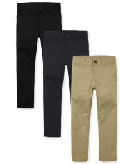 Lot de 3 pantalons chino skinny extensibles pour garçon