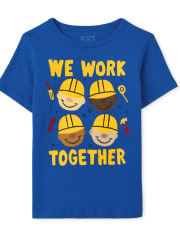 Baby And Toddler Boys Work Together Graphic Tee